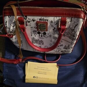 Dooney & Bourke White Mickey Sketch Satchel with Red Trim